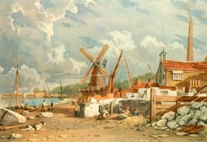 Randalls Flint Mill, Nine Elms, Battersea, 1830, 1947 von John Varley I