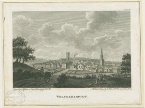 Wolverhampton - Südwestansicht: Gravur, undatiert [ca. 1796] von John Walker