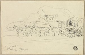 Wagen mit acht Pferden, die angespannt werden von John Ward