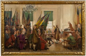 Erbeutete Flaggen von Yorktown zu Füßen des Kongresses niedergelegt