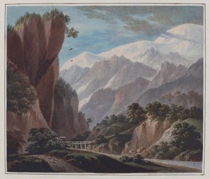 Aufstieg vom Tal von Sallanches nach Chamonix, ca. 1781 von John Warwick Smith