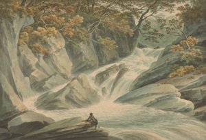 Hafod: Oberer Teil des Wasserfalls von John Warwick Smith