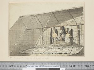 F.18 Das Innere des Hauses, im Morai, in Atooi, ca. 1773-84 von John Webber