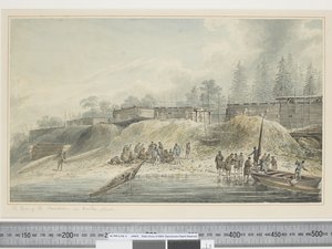 F.23 Ein Blick auf die Behausungen in Nootka Sound, ca. 1773-84 von John Webber