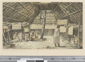 Das Innere eines Hauses in Oonalashka von John Webber
