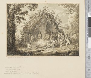 Einheimische im Inneren einer Hütte von John Webber