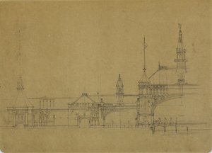 Gebäude der Weltausstellung in Chicago, Illinois, Höhenriss