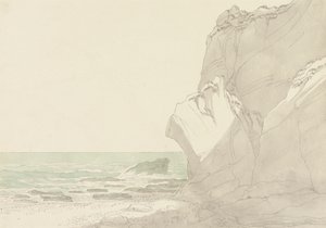 The Warren bei Exmouth, Devon: Steile Klippen rechts, Meer und felsige Küste links von John White Abbott
