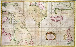 Karte der Meere und Meerenge, die die Möglichkeit einer Nordwestpassage zwischen der Hudson Bay und dem Südmeer zeigt