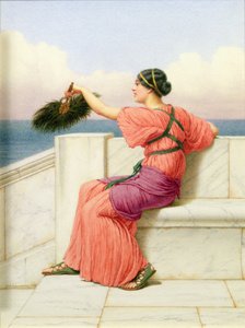 Eine klassische Schönheit am Meer von John William Godward