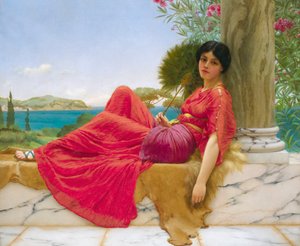 An eine Säule gelehnt von John William Godward