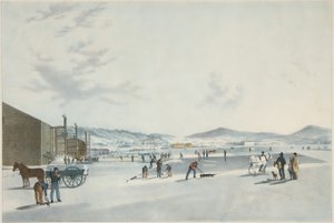 Rockland Lake - Eis schneiden. Blick aus Nordosten, veröffentlicht 1849