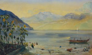 Genfersee mit den Dents du Midi in der Ferne, 1863