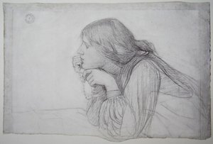 Studie einer weiblichen Figur mit Rosenkranz von John William Waterhouse