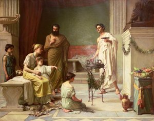 Der Besuch eines kranken Kindes im Tempel des Äskulap, 1877 von John William Waterhouse
