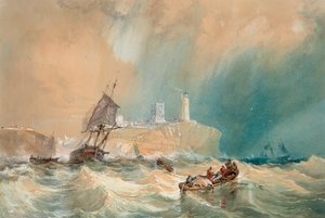 Ein Handelsschiff läuft aus Tynemouth aus von John Wilson Carmichael