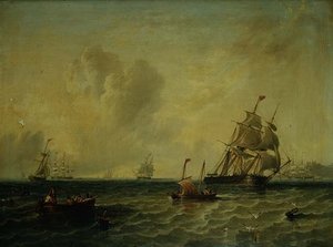 Schiffe bei leichtem Wind vor Whitby von John Wilson Carmichael