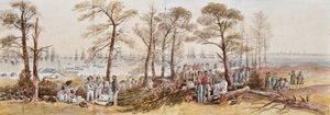 Die Offiziere und Seeleute der Flotte an Land in Nargen, 1855 von John Wilson Carmichael