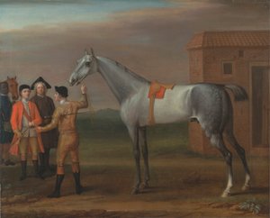 Lamprey mit seinem Besitzer Sir William Morgan in Newmarket von John Wootton