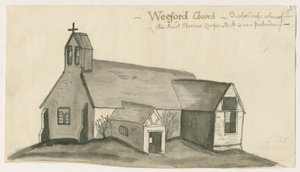 Weeford Kirche: Sepiawaschzeichnung, undatiert [1784] von John Wright