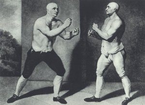 Frühe britische Faustkämpfer, John Broughton (links) und George Stevenson kämpfen 1741: Broughton erfand den Boxhandschuh