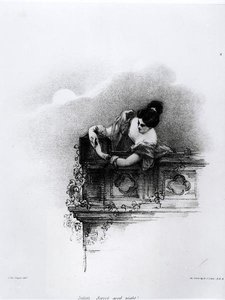 Fanny Kemble (1809-93) als Julia, Süße gute Nacht, graviert von Richard James Lane (1800-72) von John after Hayter