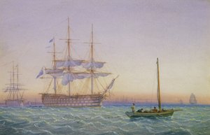 H.M. Fregatten vor Anker