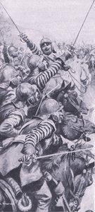 Kavalleriegefecht in der Schlacht von Edgehill, 23. Oktober 1642, Illustration aus British Battles on Land and Sea, 1915 von John de Walton