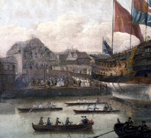 Start im Dockyard von Deptford, ca. 1750 (Detail) von John the Elder Cleveley
