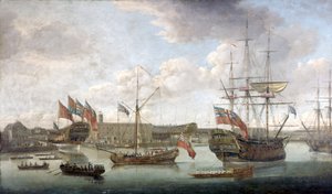 Start im Deptford Dockyard, ca. 1750