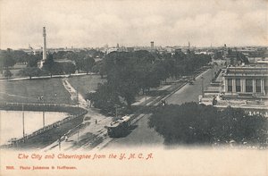 Die Stadt und Chowringhee vom YMCA, frühes 20. Jahrhundert. von Johnston and Hoffmann