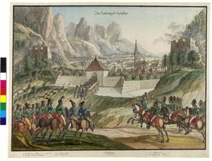 Die Eroberung des Luziensteigs durch österreichische Truppen 1799 von Jokob Placidus Altmutter