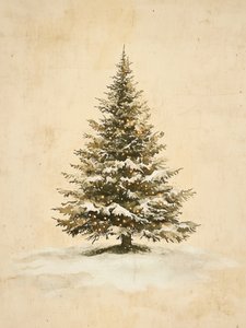 Verschneiter Weihnachtsbaum mit Lichtern