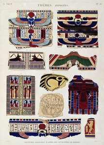 Illustrationen von bemalten Designs aus den Wicklungen der Mumien, Hypogees, Theben, Platte 58 aus Band II von 