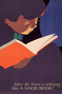 Plakat eines Jungen, der ein Buch liest von Jon O. Brubaker