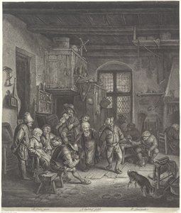 Bauerninterieur mit tanzendem Paar