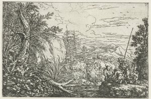 Drei Fischer am Ufer eines Flusses von Jonas Umbach