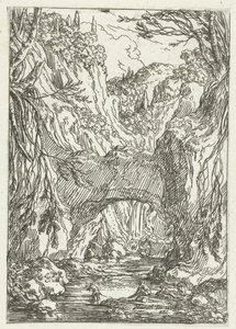 Landschaft mit Felsenbrücke