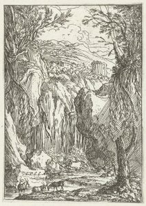 Felsenlandschaft mit antikem Tempel von Jonas Umbach