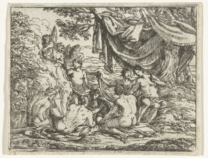 Satyrn und Nymphen unter einem Baum
