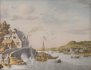 Häuser entlang eines Flusses von Jonas Zeuner