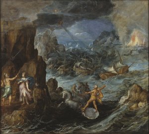 Schiffbruch der griechischen Flotte auf der Heimreise von Troja, ca. 1585-90 von Joos or Josse de Momper