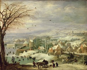 Dorflandschaft im Winter, ca. 1615-20