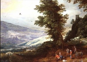 Weite Landschaft mit Bauern von Joos or Josse de The Younger Momper