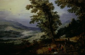 Bergstraße mit Reisenden, um 1610-25 von Joos or Josse de The Younger Momper