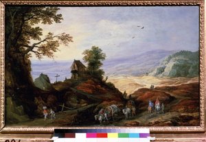 Landschaft mit Kapelle auf einem Hügel