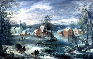 Dorflandschaft im Winter von Joos or Josse de The Younger Momper