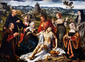 Kreuzabnahme Christi, Detail vom Altarbild der Kreuzabnahme aus der Kirche der Minderbrüder in Genua von Joos van Cleve