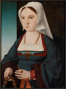 Porträt einer jungen Dame mit einem Rosenkranz, 1514-1519 von Joos van Cleve