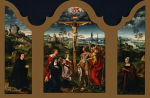 Dreifaches Festbild: Christus am Kreuz von Joos van Cleve